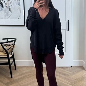 NWT We The Free, free people Black V-Neck oversized top tee